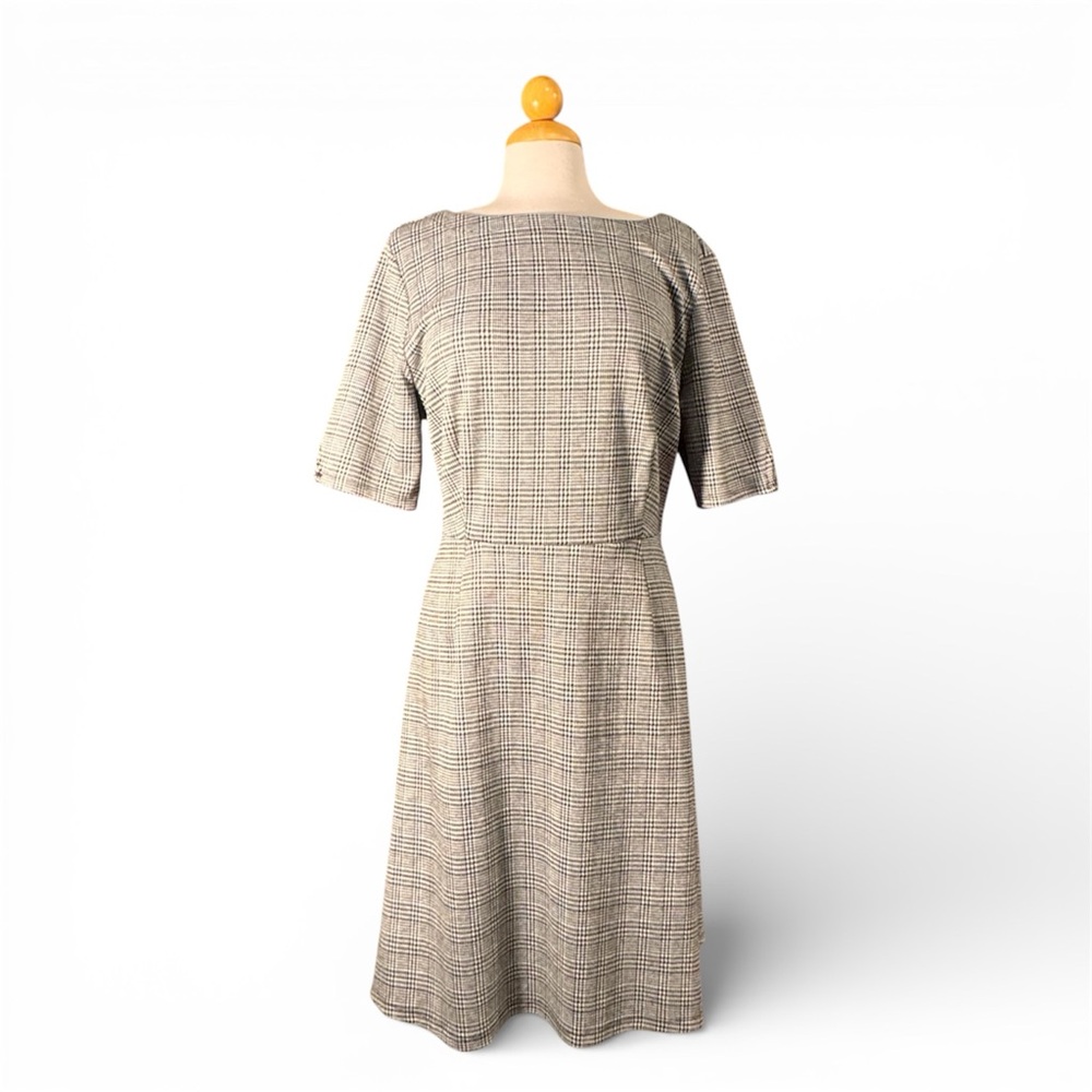 Croft & Barrow Beige Plaid Midi Dress